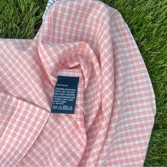 Fish Hippie Men's Long Sleeve Button-Up Shirt, Size M, Plaid, Peach/White - Picture 7 of 9